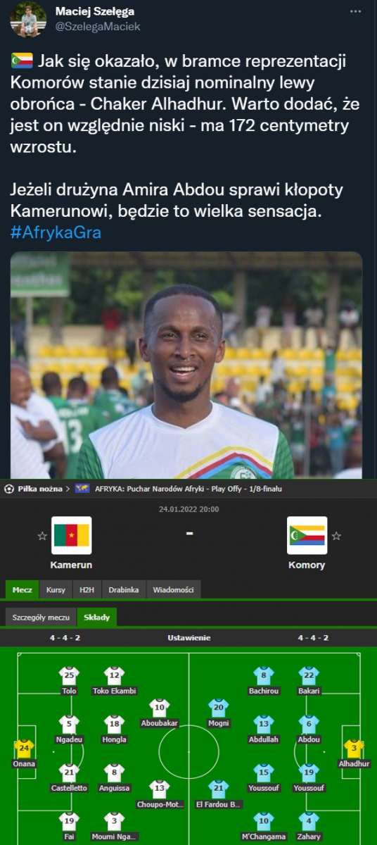 HIT! Ten piłkarz zagra na bramce z Kamerunem w 1/8 finału PNA! :D